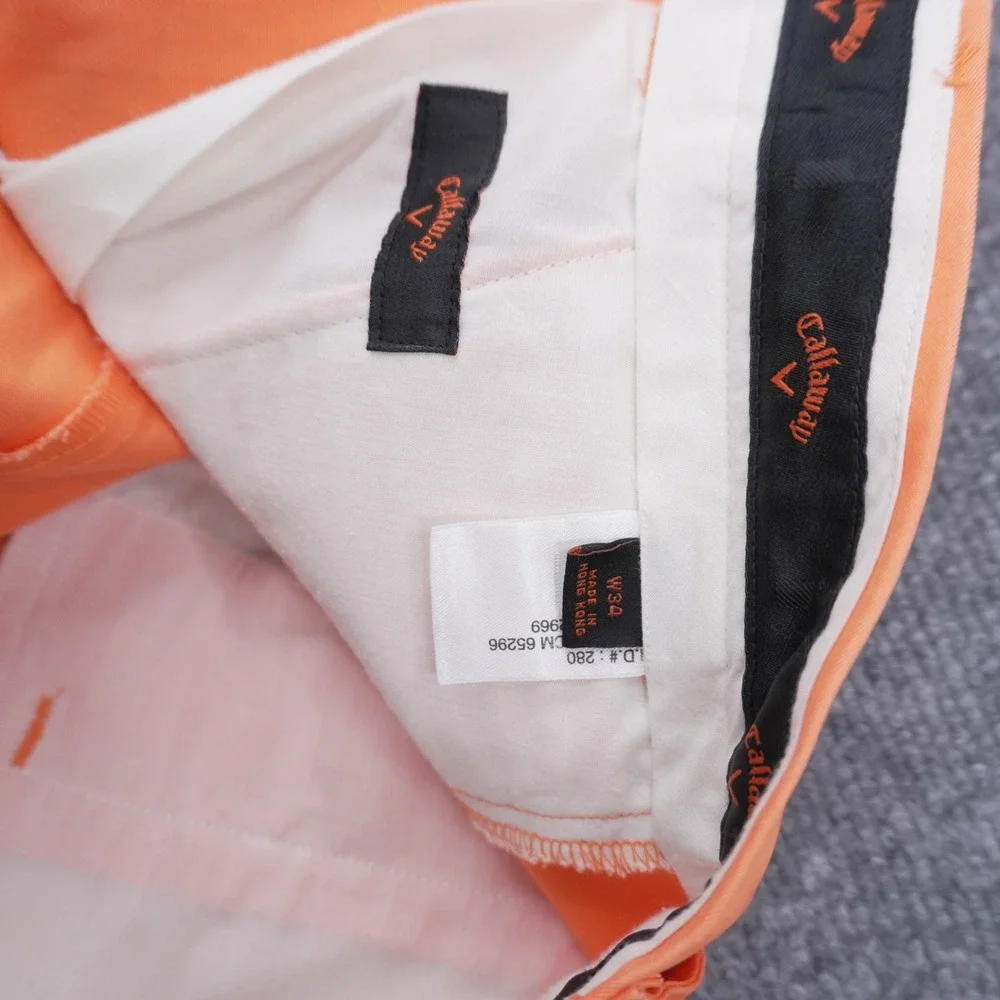 Callaway Golf Shorts Mens 34 Orange Pleated Cotton Solid Casual Sporty